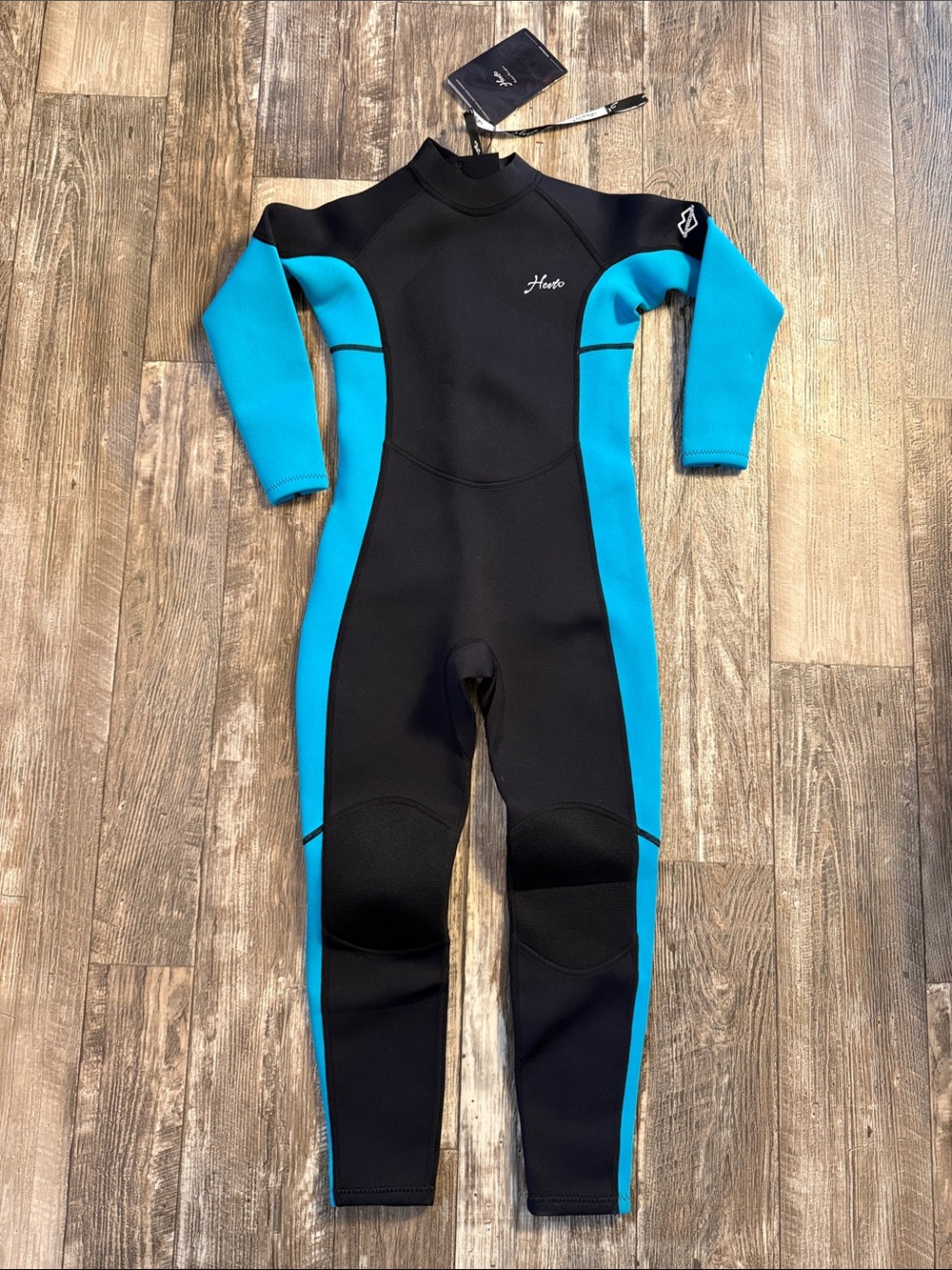 🌟Hevto 🌟Kids' 🌟Black & Teal One-Piece Wetsuits, 12